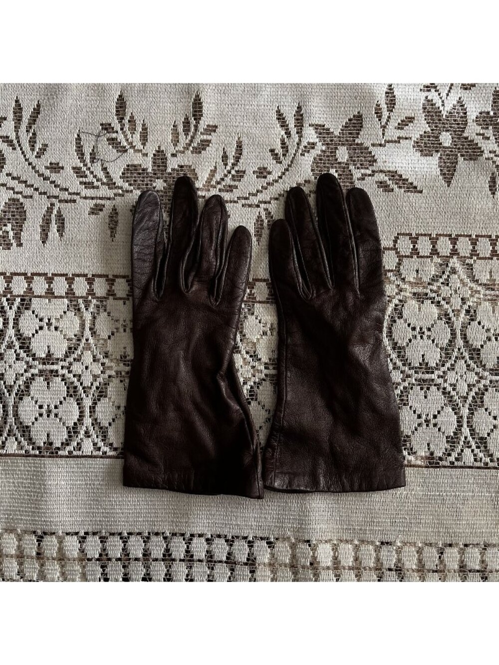 Vintage Women's Brown Genuine Leather Car Gloves Size 7